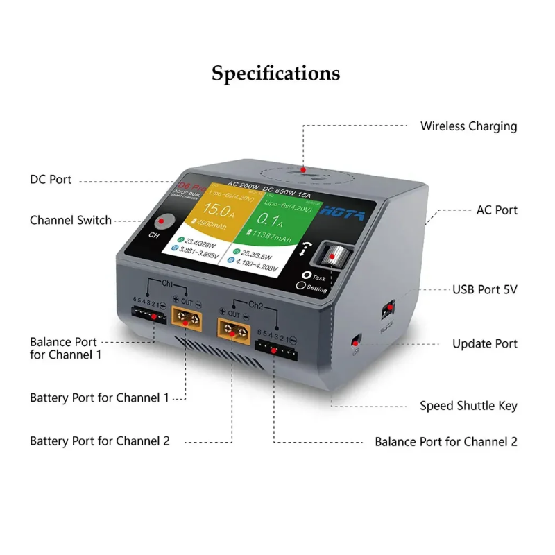 HOTA D6 Pro 200W AC/650W DC Du - Hota D6 Pro Dual Lipo Charger recension och pris