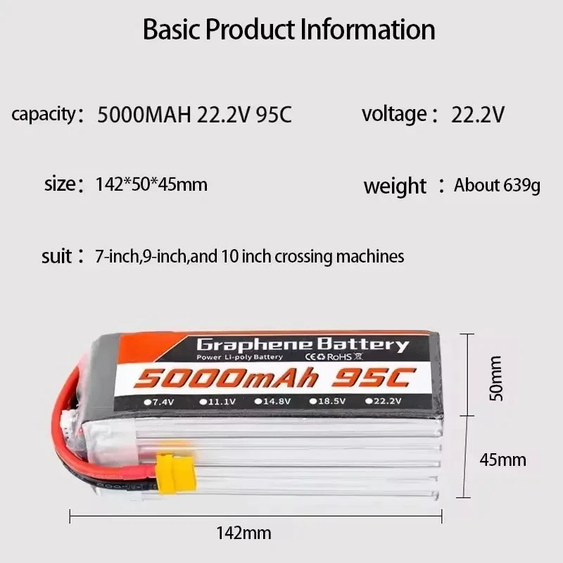 95C 22.2V 6S 5000mAh Lipo Batt - 6S Lipo Battery 22.2V 5000Mah recension och pris