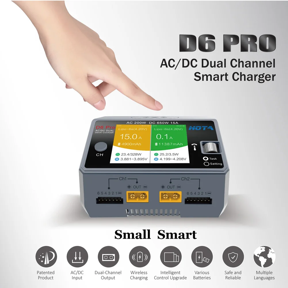 HOTA D6 Pro AC 200w DC 2x325w  - Hota D6 Pro Dual Lipo Charger recension och pris
