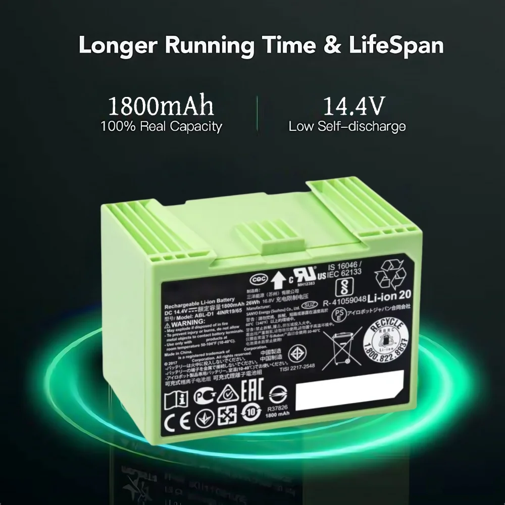 For iRobot Roomba i7 Rechargea - 4S Lipo Battery 14.8V 6000Mah recension och pris
